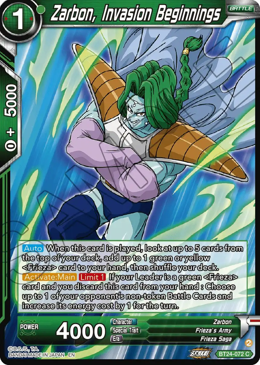 Zarbon, Invasion Beginnings