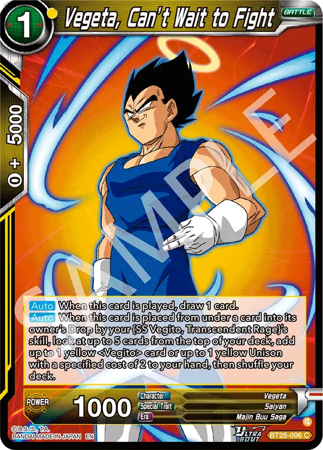 Vegeta, Can't Wait to Fight