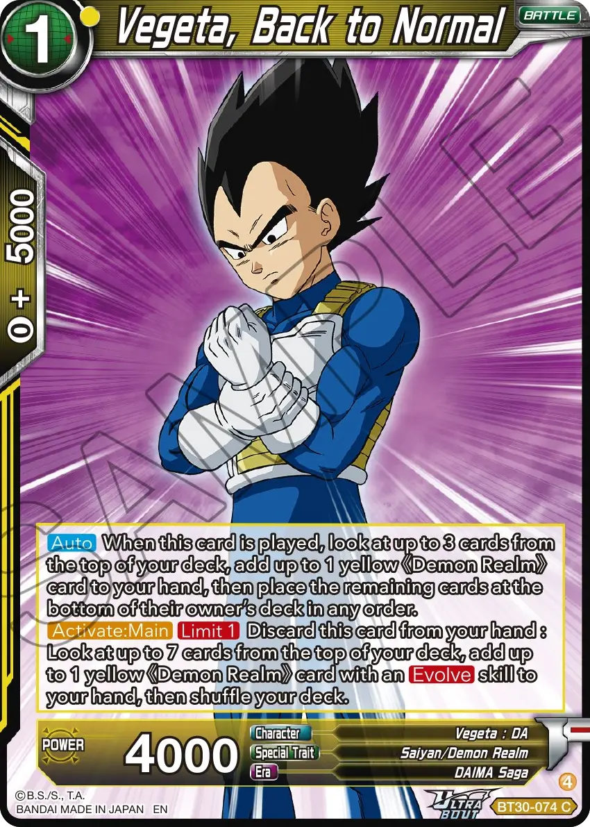 Vegeta, Back to Normal