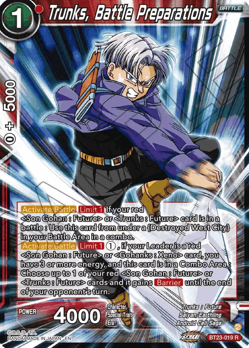 Trunks, Battle Preparations