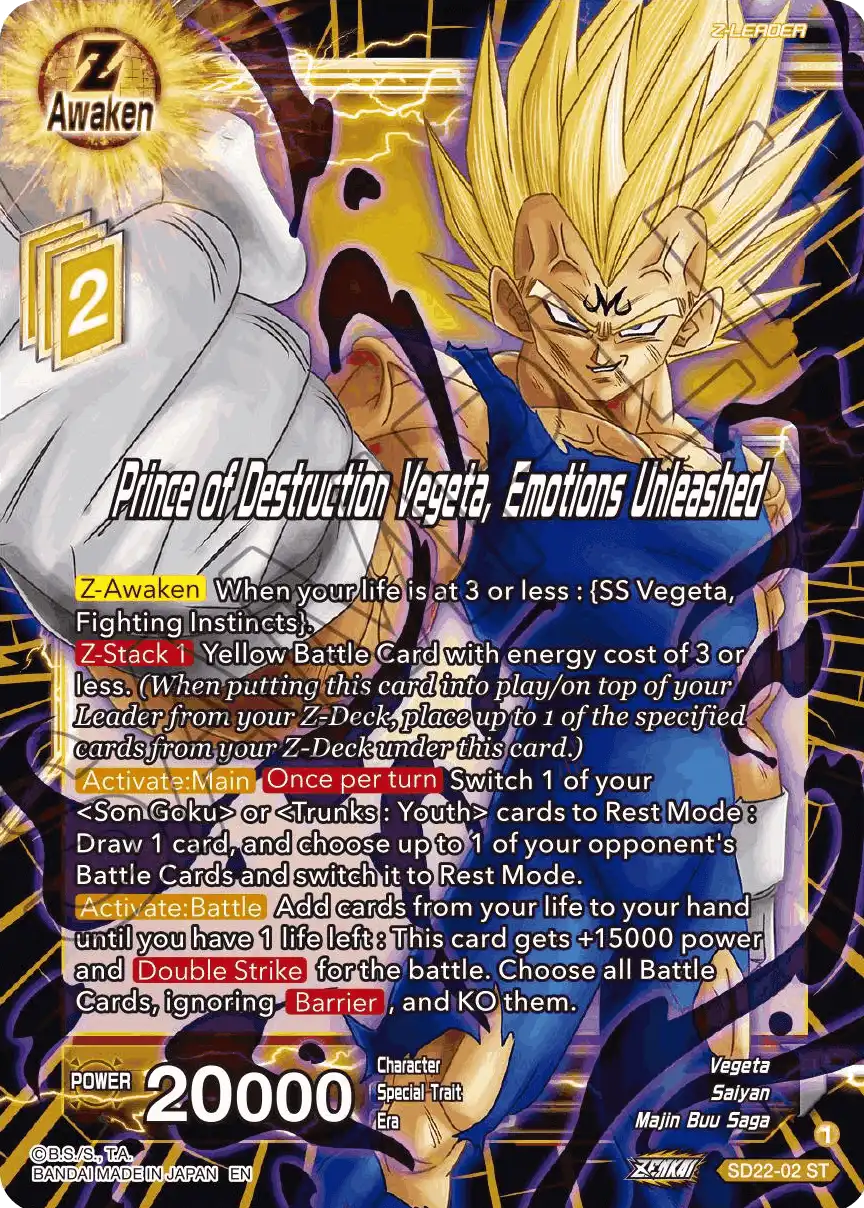 Prince of Destruction Vegeta, Emotions Unleashed