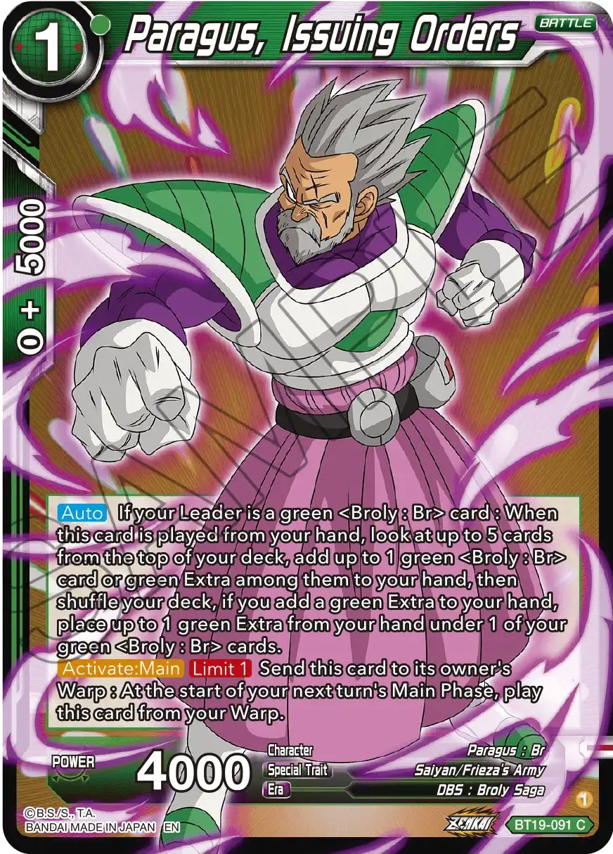 Paragus, Issuing Orders