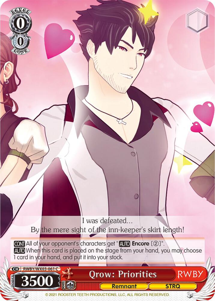 Qrow: Priorities