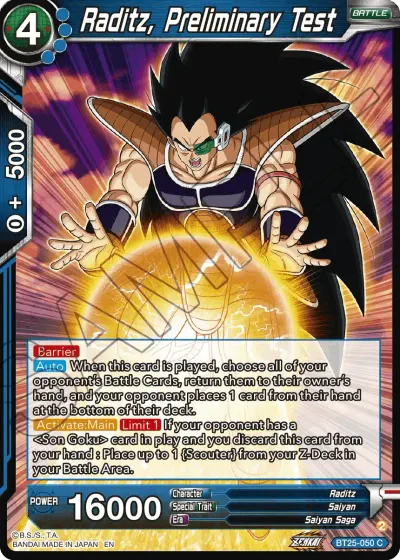 Raditz, Preliminary Test