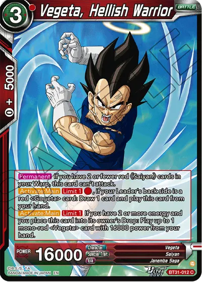Vegeta, Hellish Warrior