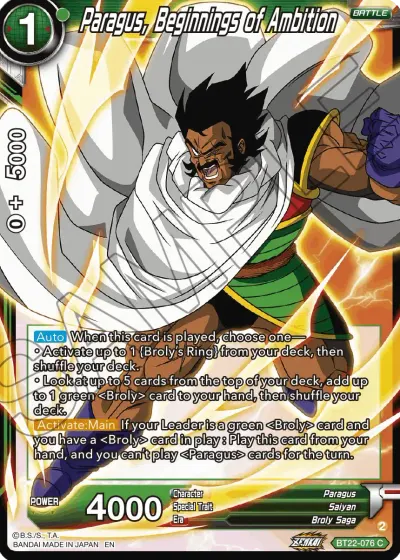 Paragus, Beginnings of Ambition