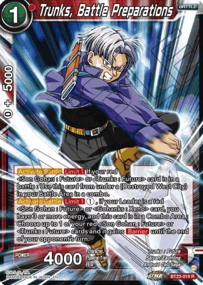 Trunks, Battle Preparations