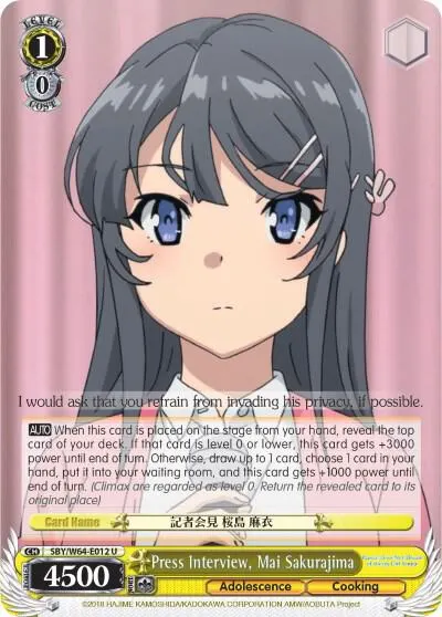 Press Interview, Mai Sakurajima