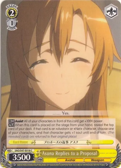 Asuna Replies to a Proposal
